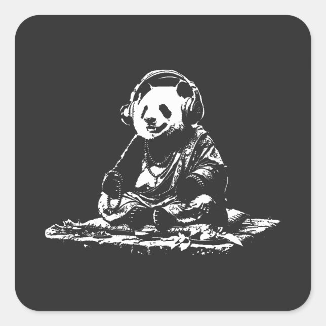 Buda Panda Quadratischer Aufkleber (Vorderseite)