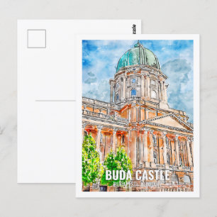 Budaer Burg Budapest Reiseort Aquarell Postkarte