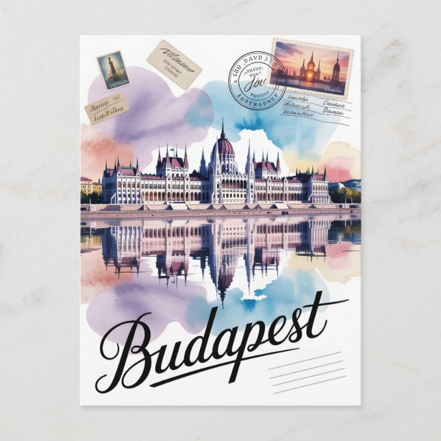 Budapest Aquarellfarbe Postkarte (Vorderseite)