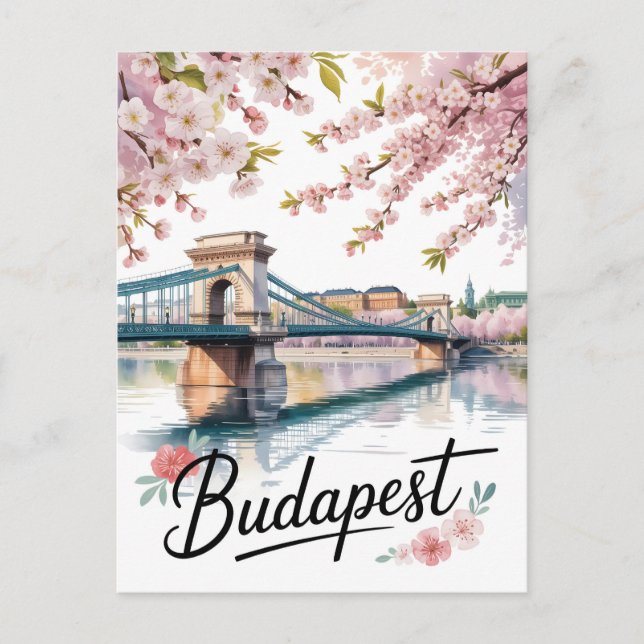Budapest Aquarellfarbe Postkarte (Vorderseite)