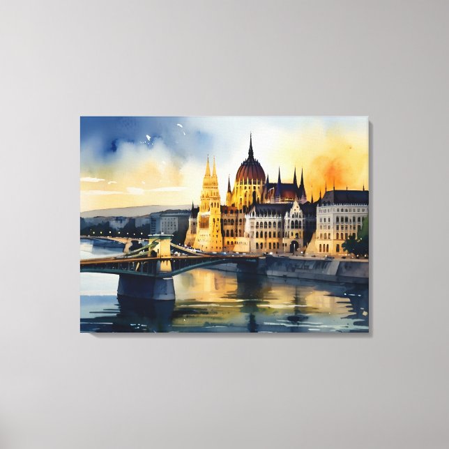 Budapest Aquarellkunst Leinwanddruck (Vorderseite)