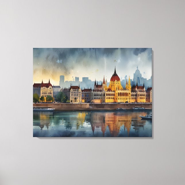 Budapest Aquarellkunst Leinwanddruck (Vorderseite)