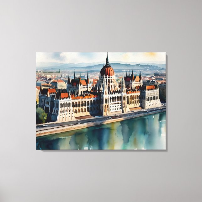 Budapest Aquarellkunst Leinwanddruck (Vorderseite)