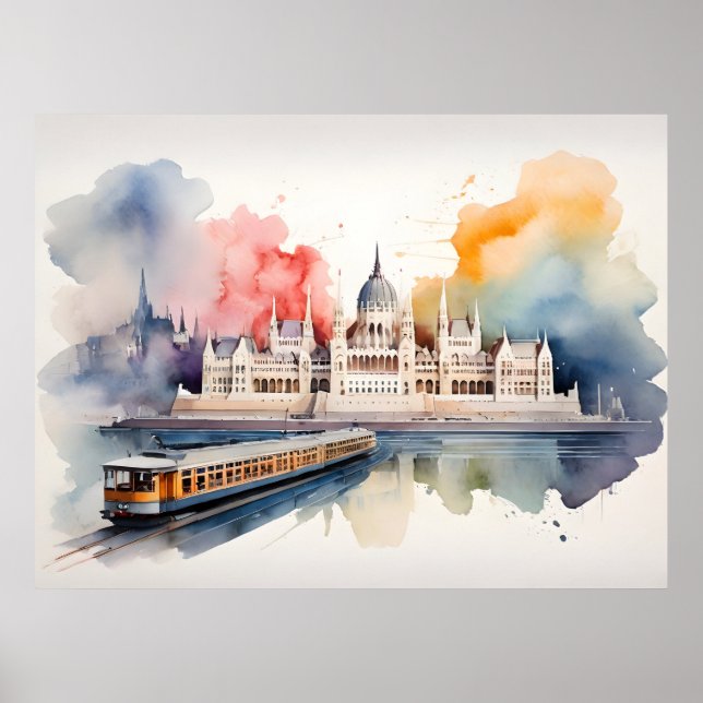 Budapest Aquarellkunst Poster (Vorne)