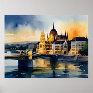 Budapest Aquarellkunst Poster