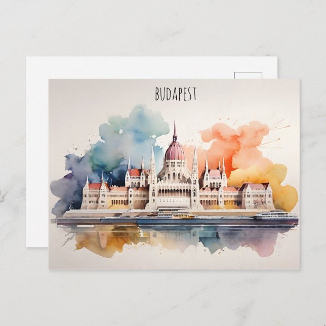 Budapest Aquarellkunst Postkarte (Vorne/Hinten)