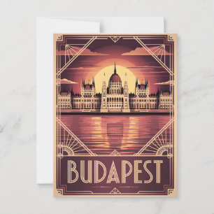 Budapest Art Deco Vintage Postkarte