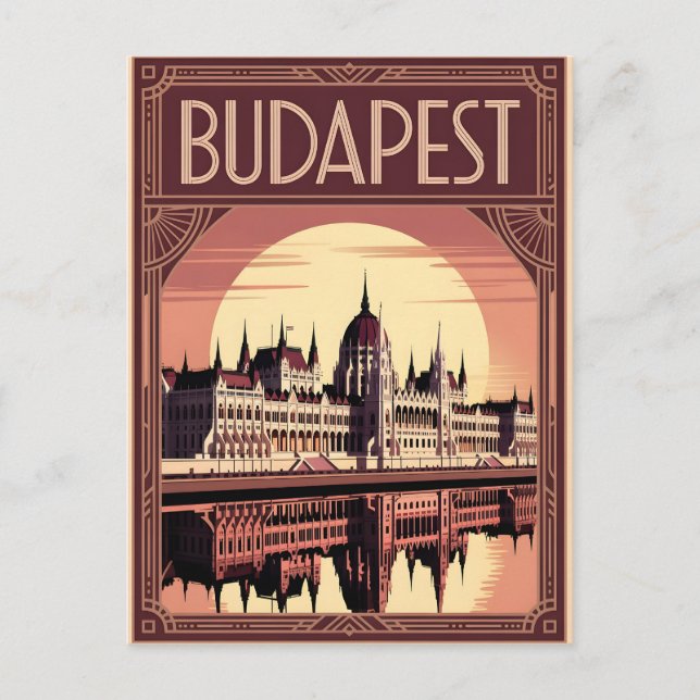 Budapest art Deko Vintag Postkarte (Vorderseite)