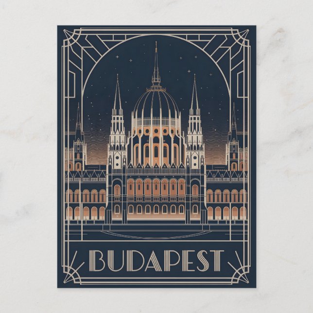 Budapest art Deko Vintag Postkarte (Vorderseite)