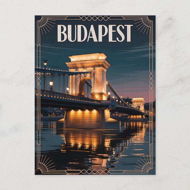 Budapest art Deko Vintag Postkarte (Vorderseite)