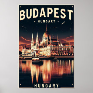 Budapest by Night - Ein Vintage Travel Poster