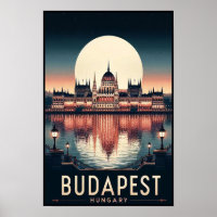 Budapest by Night - Ein Vintage Travel Poster