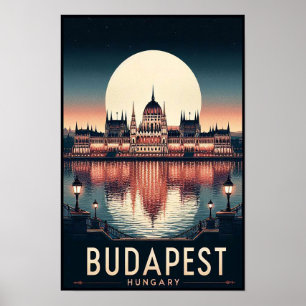 Budapest by Night - Ein Vintage Travel Poster