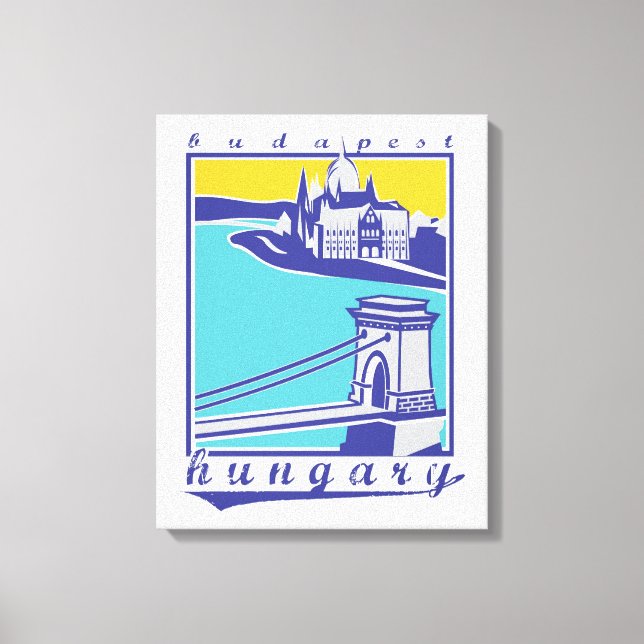 Budapest, Chain Bridge, Vintage Poster, Ungarn Leinwanddruck (Vorderseite)