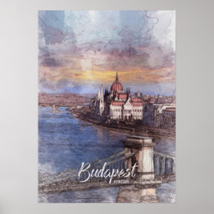 Budapest City Sketch Poster