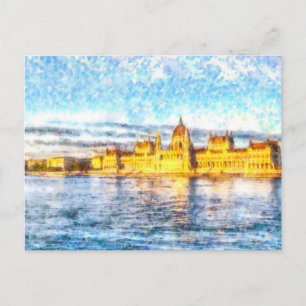 Budapest Danube Sunset Watercolor Postkarte