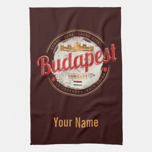 Budapest Design Ungarn Vintages Parlament Geschirrtuch (Vertikal)