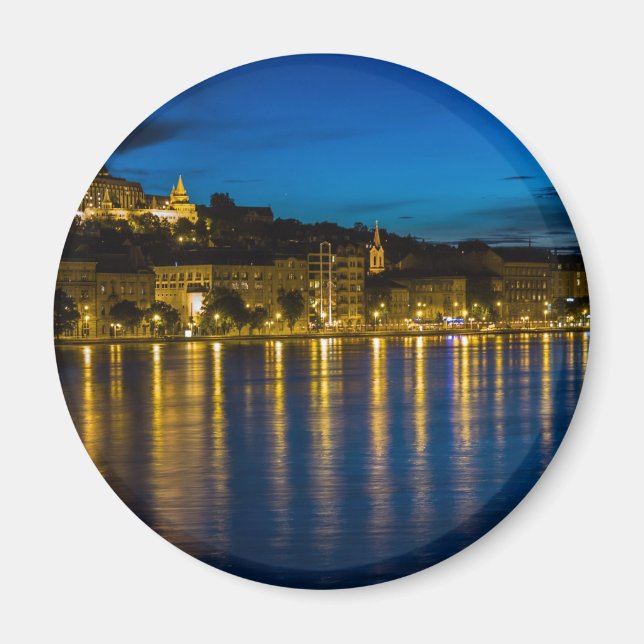 Budapest Donau Fluss Reflection Wasser bei Nacht P Magnet (Vorne)