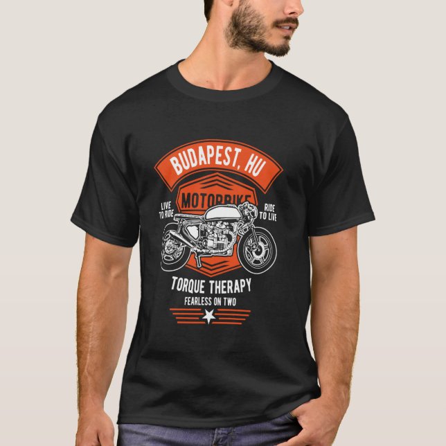 Budapest HU Retro-Motorrad-Design T-Shirt (Vorderseite)