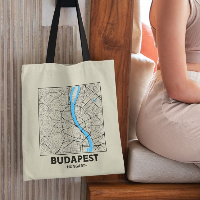 Budapest, Hungary City Map Tote Bag Tragetasche (Von Creator hochgeladen)