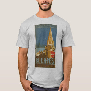 Budapest, Hungary, Vintage, rück t, Plakat, shirt, T-Shirt