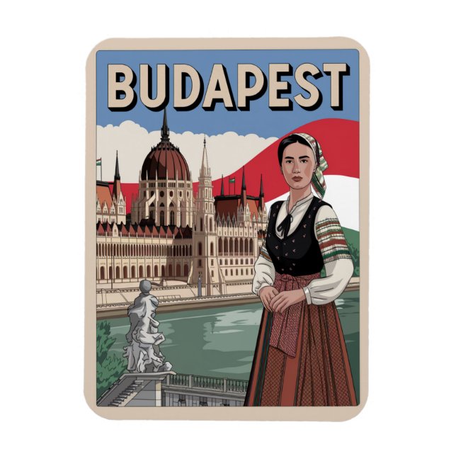 Budapest hungrig Vintage Ortsfrau Geschenke Magnet (Vertikal)