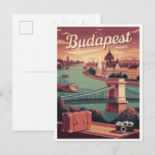 Budapest hungrig Vintage Ortsfrau Geschenke Postkarte
