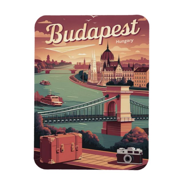 Budapest hungrige Reise Vintag elizabeth bridge Magnet (Vertikal)