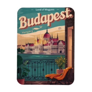 Budapest hungrige Vintage Balkon Aussicht Geschenk Magnet