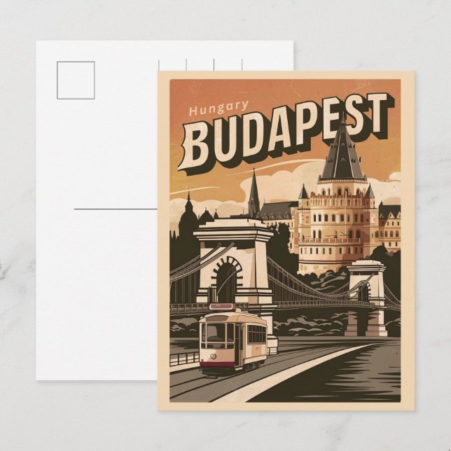 Budapest hungrige Vintage Elizabeth-Brücke Postkarte (Vorne/Hinten)
