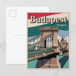 Budapest hungrige Vintage Elizabeth-Brücke Postkarte