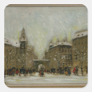 Budapest im Schnee Quadratischer Aufkleber