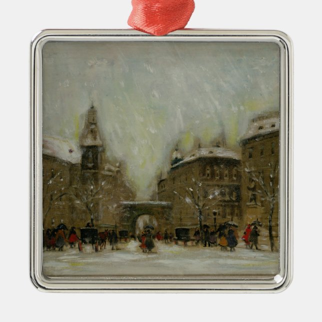 Budapest im Schnee Silbernes Ornament (Vorne)