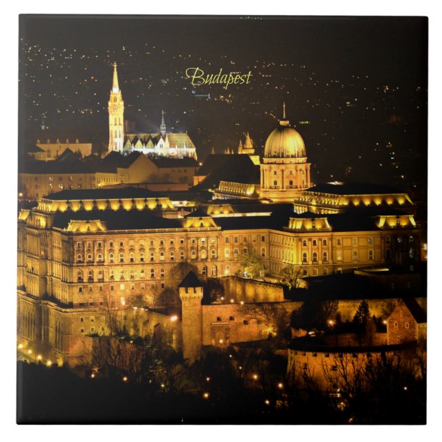 Budapest in der Nacht Fliese (Vorderseite)