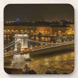 Budapest Kettenbrücke bei Nacht Getränkeuntersetzer