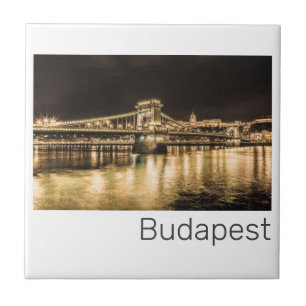 Budapest Kettenbrücke Ungarn Retro Night Vintag Fliese