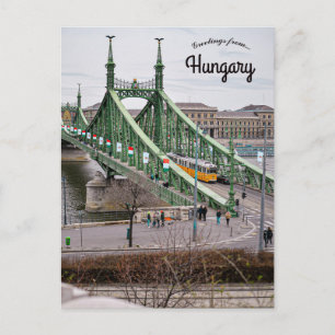 Budapest Liberty Bridge und Tram Ungarn Postkarte