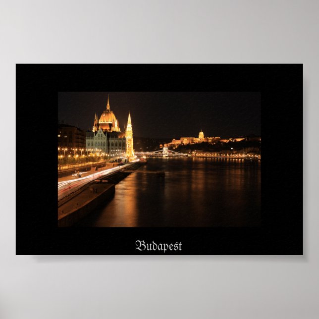 Budapest Nacht von der Margit-Brücke, Parlament, Poster (Vorne)