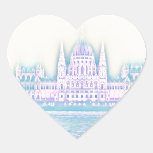 Budapest Parlament Gebäude Ungarn Herz-Aufkleber (Vorderseite)