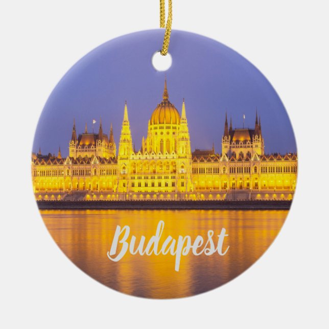 Budapest Parlament Panorama Ungarn Urlaub Keramik Ornament (Vorne)