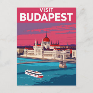 Budapest Parlament Retro Reise Postkarte