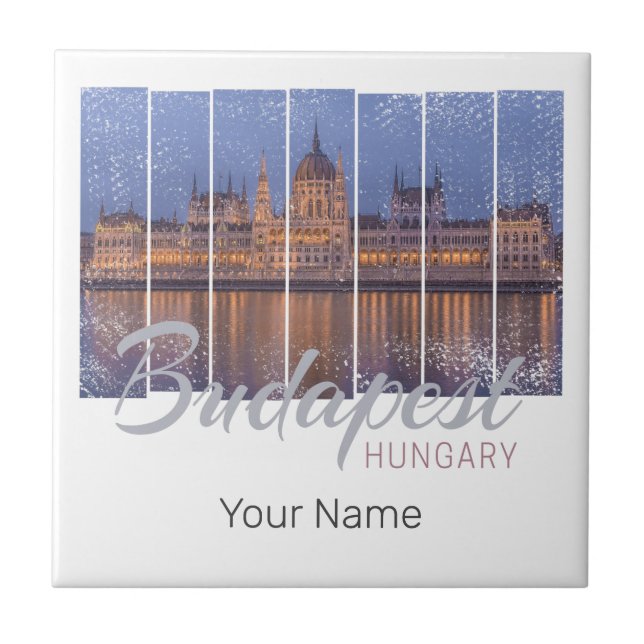 Budapest Parlament Ungarn Vintag Panorama Fliese (Vorderseite)