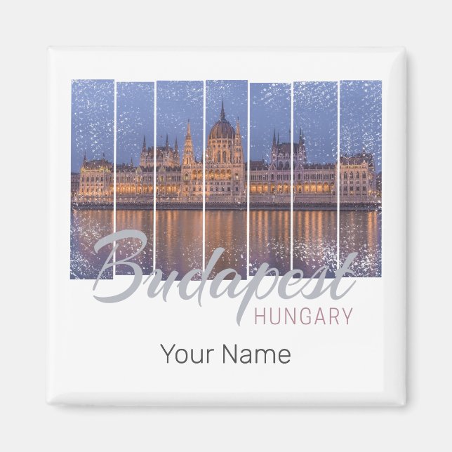 Budapest Parlament Ungarn Vintag Panorama Magnet (Vorne)