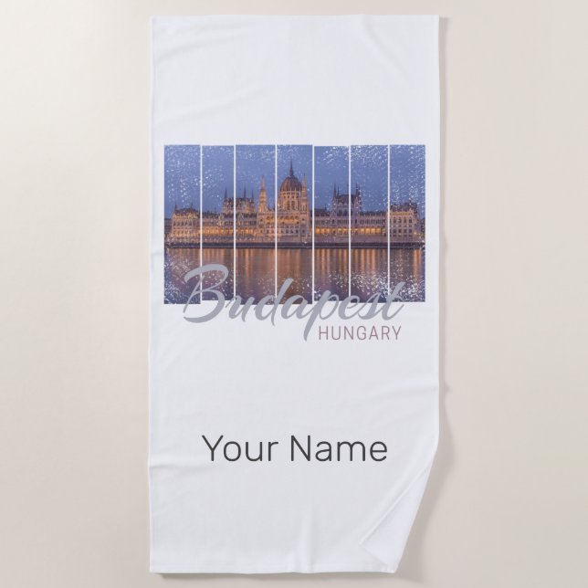 Budapest Parlament Ungarn Vintag Panorama Strandtuch (Vorderseite)