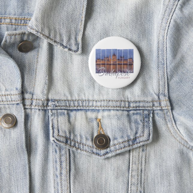 Budapest Parlament Ungarn Vintage Panorama Button (Beispiel)