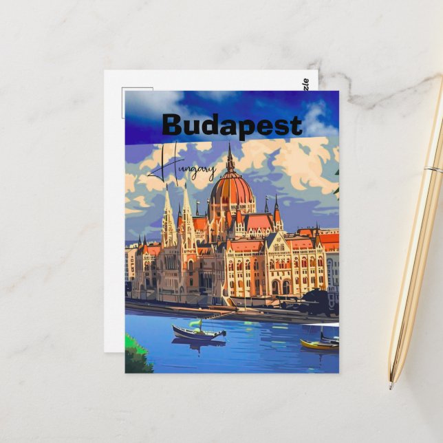 Budapest Reise Postkarten Kunst, Ungarn Reise Post (Vorderseite/Rückseite Beispiel)