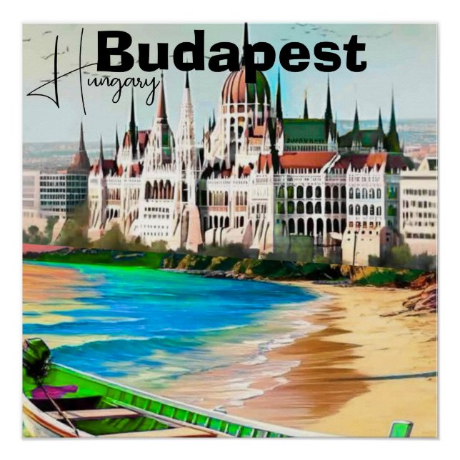 Budapest Reise-Postkartengestaltung, Ungarn Reise- Poster (Vorderseite)
