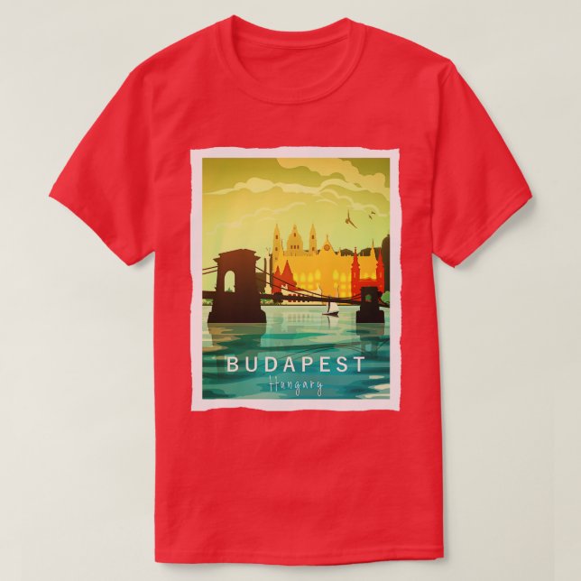 Budapest Reisen Ungarn Retro Art T-Shirt (Design vorne)