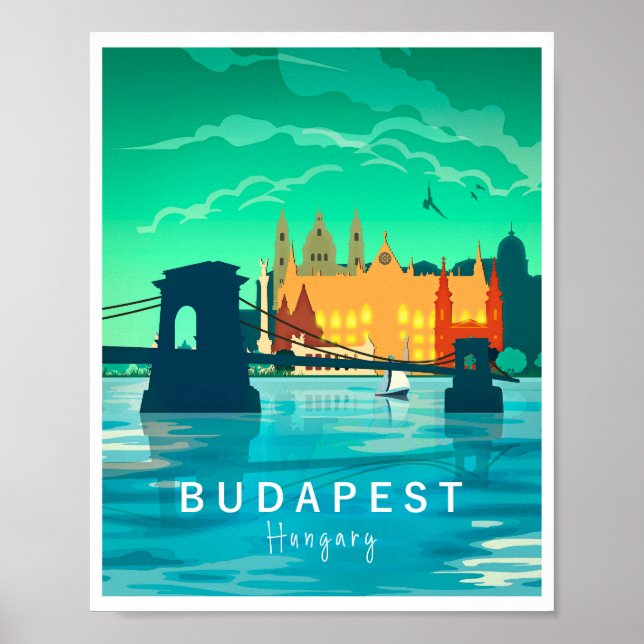Budapest Retro Print, Ungarn Wall art Poster (Vorne)