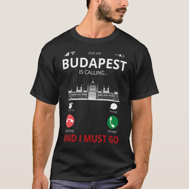 Budapest ruft Ungarn Souvenir an T-Shirt (Vorderseite)
